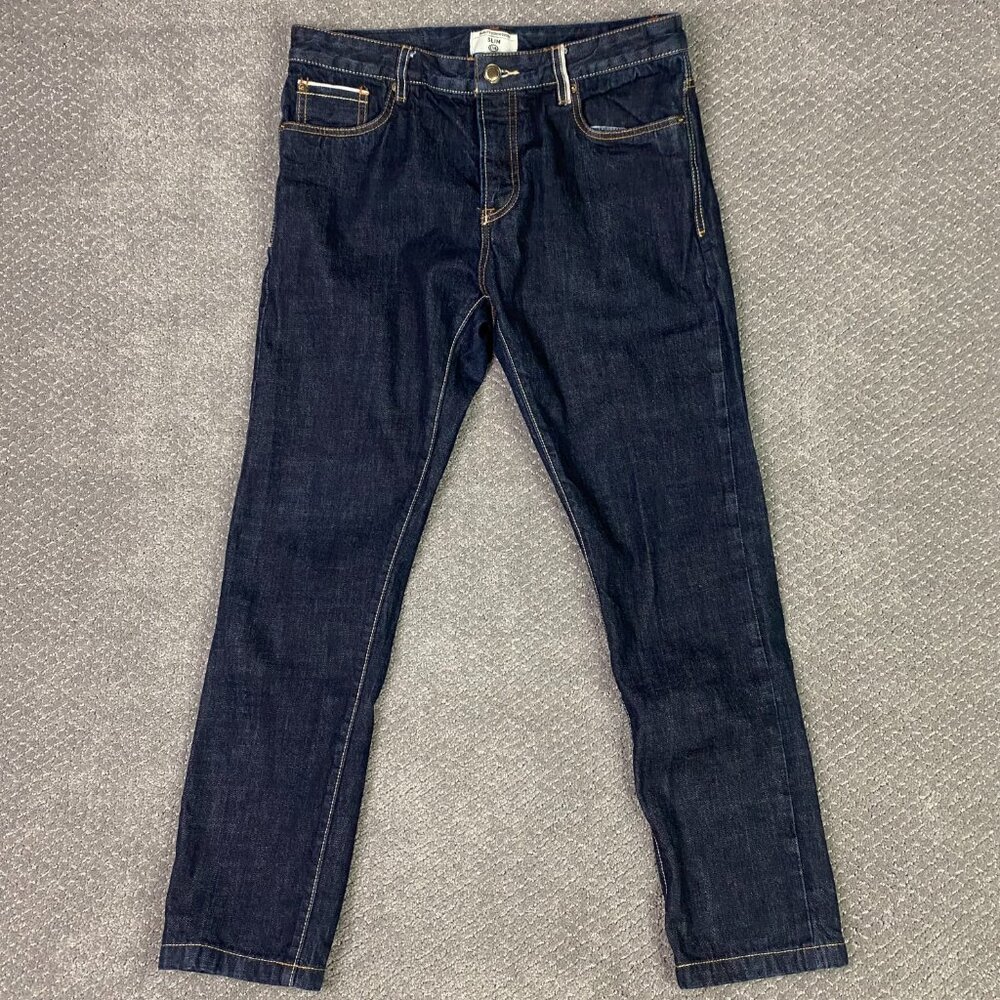 C&A Slim Fit Selvedge Denim Jeans Men's 33 x 29 Blue Cotton Quality Denim Goods